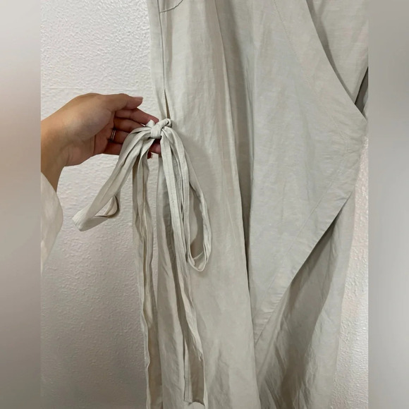 J. McLaughlin Linen Blend Natural Collared Sleeveless Wrap Dress Women’s Medium - Picture 5 of 14